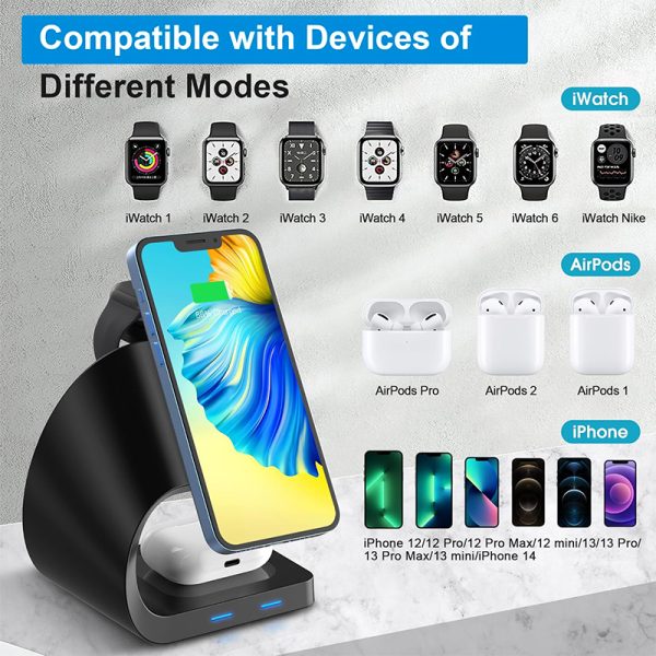 Magnetic Charging 3-in-1 Fast Wireless Charger H12 - Image 3