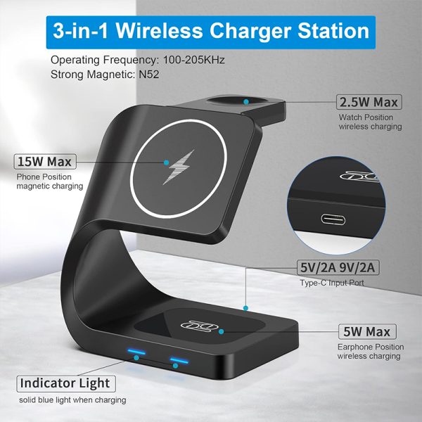 Magnetic Charging 3-in-1 Fast Wireless Charger H12 - Image 4