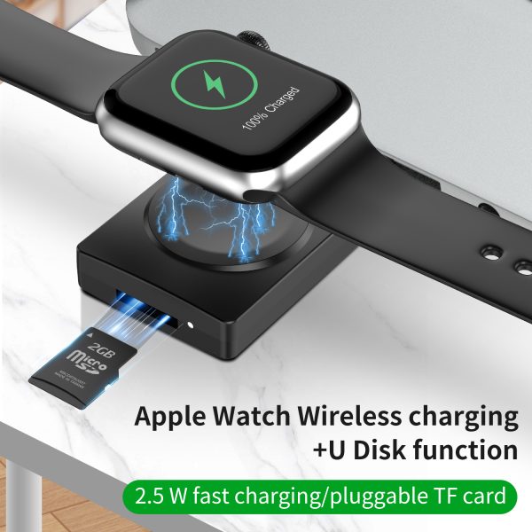 Magnetic Apple Watch Wireless Charger with TF/SD Card Reader S02 - Image 2