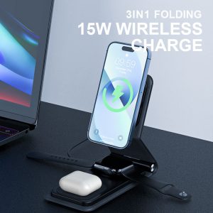 Foldable 3-in-1 with Adjustable Angles Magnetic Wireless Charger HY026