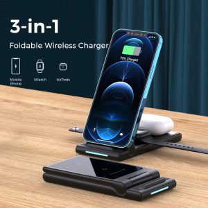 Foldable 3-in-1 for Phone, Watch, and AirPods Wireless Charger D18