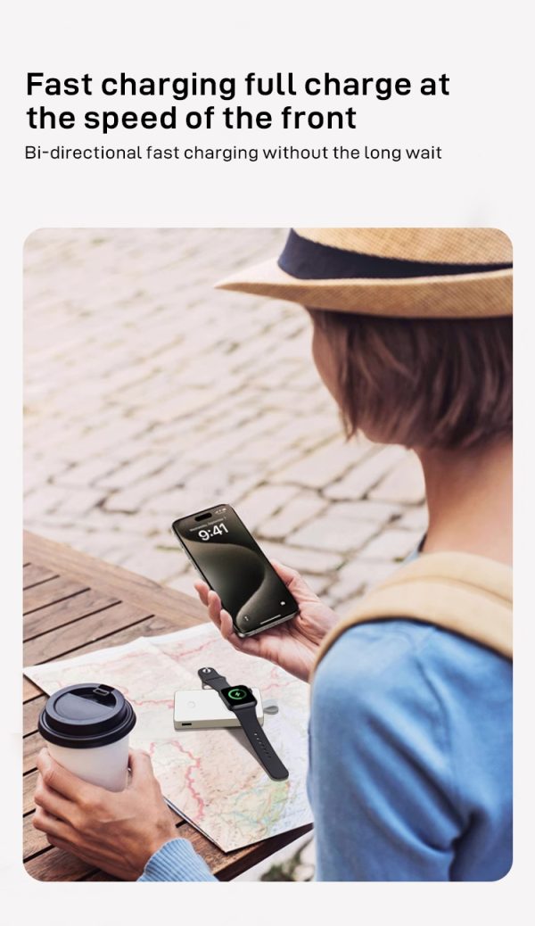 Magnetic 2-in-1 Fast Charging Wireless Power Source with Zinc Alloy MW204 - Image 4