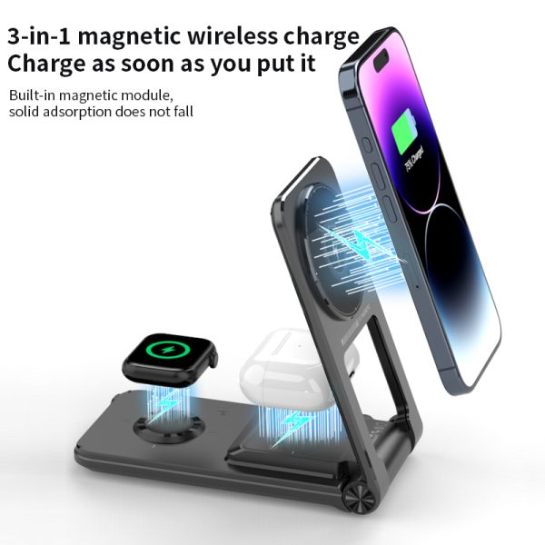 Moni M2-1: Magnetic Folding 3-in-1 Wireless Charger - Image 4